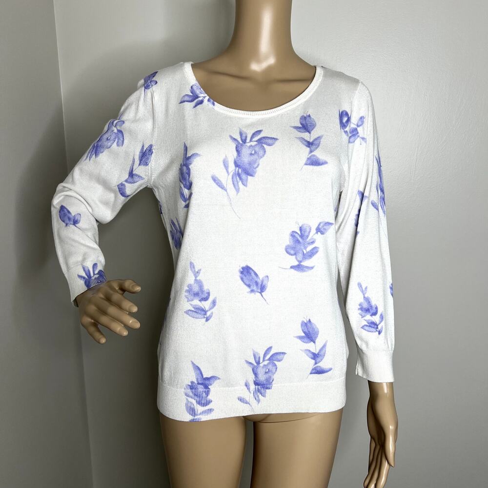 Premise Studio White Floral Patterned Sweater